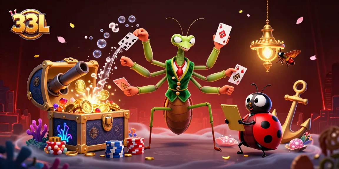 Experience the excitement of 33L's gaming world with a vibrant illustration of characters and dynamic game elements.