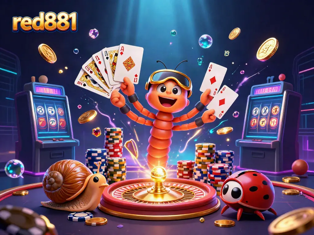 Experience thrilling gameplay at red881 with our vibrant casino illustration featuring unique characters and elements.