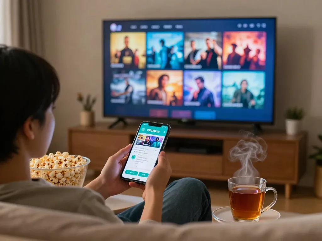 Pikashow apps download showcased in a welcoming living room with an Android device.