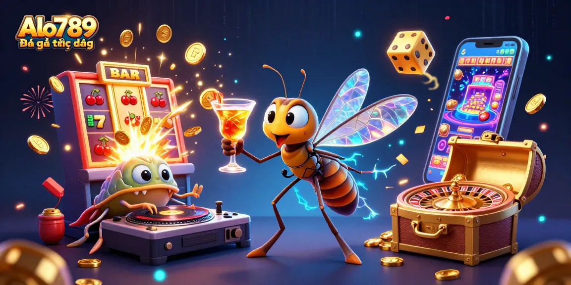 Alo789 Đá gà trực tiếp showcases a dynamic casino scene with innovative characters and vibrant gambling elements.