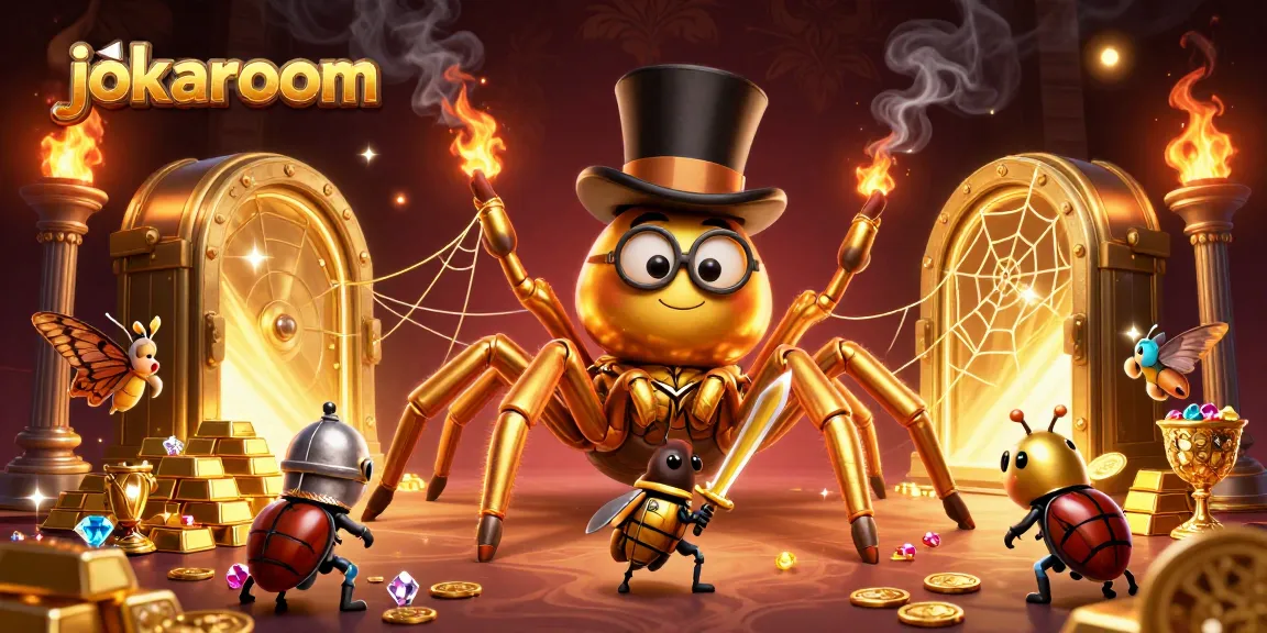 Experience the action at jokaroom as the giant tarantula spins golden threads among stunning treasure.